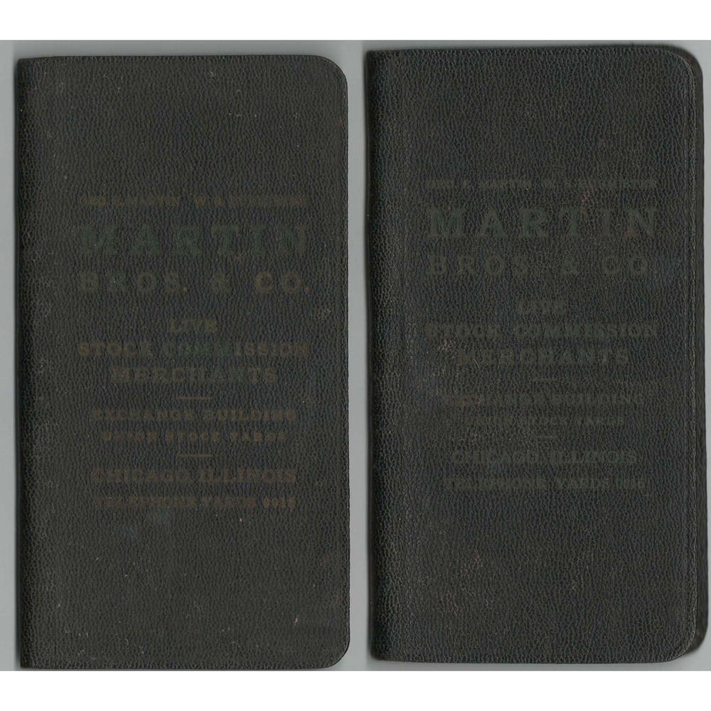 Vintage Martin Bros & Co Chicago Union Stock Yards Pocket Notebooks 1938 1940 G - Picture 1 of 4
